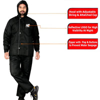 Men Solid Reversible Double Layered High Quality Waterproof Raincoat