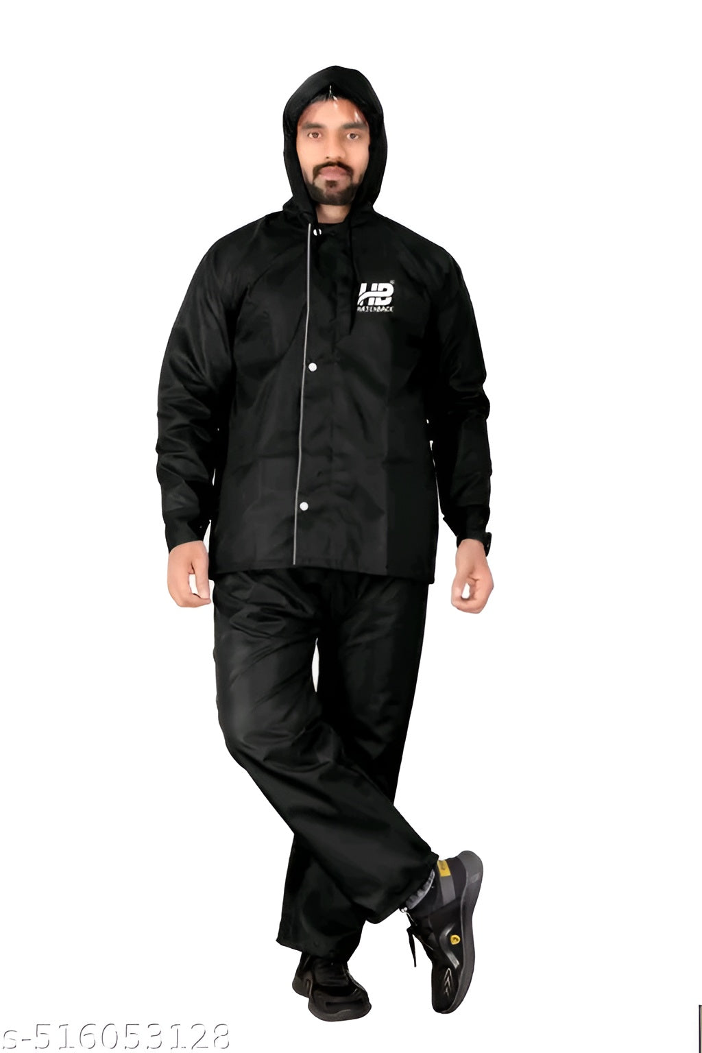 Men Solid Reversible Double Layered High Quality Waterproof Raincoat